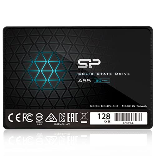 Silicon Power SSD 128GB 3D NAND A55 SLC Cache Performance Boost 2,5 Zoll SATA III 7mm (0,28") Interne SSD von SP Silicon Power