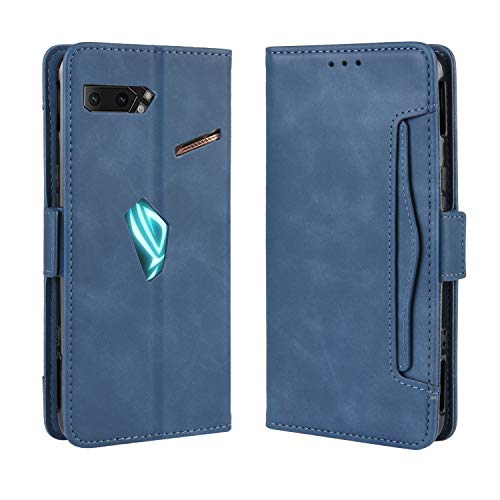 SPAK Asus ROG Phone II Hülle,Premium Leder Geldbörse Flip Schutzhülle Cover für Asus ROG Phone II (Blau) von SPAK TECH