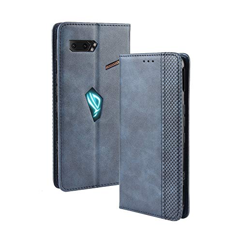 SPAK Asus ROG Phone II Hülle,Premium Leder Geldbörse Flip Schutzhülle mit Magnetschnalle Cover für Asus ROG Phone II (Blau) von SPAK TECH