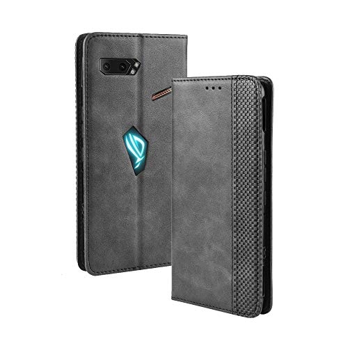 SPAK Asus ROG Phone II Hülle,Premium Leder Geldbörse Flip Schutzhülle mit Magnetschnalle Cover für Asus ROG Phone II (Schwarz) von SPAK TECH