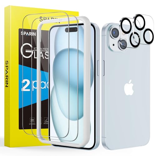 SPARIN 2+2 Stück Panzer Schutz Glas Schutzfolie für iPhone 15 mit Hilfsrahmen und Kameraschutz, 9H-Härte Schutzglas SPARIN 2+2 Stück Panzer Schutz Glas Schutzfolie für iPhone 15 mit Hilfsrahmen und Kameraschutz, 9H-Härte Schutzglas von SPARIN