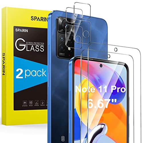 SPARIN 2+2 Stück Schutzfolie für Xiaomi Redmi Note 11 Pro 5G / 4G Panzer Schutz Glas, Displayschutzfolie und Kameraschutz, mit Kamera Schutzfolie von SPARIN