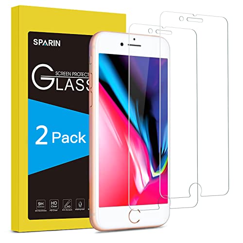SPARIN [2 Stück Schutzfolie kompatibel mit iPhone 8 Plus/iPhone 7 Plus, mit [9H Härte] [Anti-Kratzen] [Blasenfrei] [2.5D Rand] [HD Klar] von SPARIN