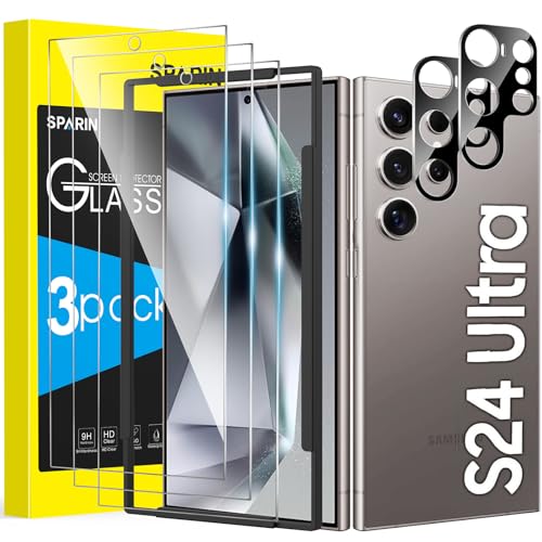 SPARIN für Samsung Galaxy S24 Ultra Panzer Schutz Glas, 3+2 Stück Schutzfolie und Kameraschutz mit Montage Rahmen, Fingerabdruck-ID Kompatibel, 9H Härte SPARIN für Samsung Galaxy S24 Ultra Panzer Schutz Glas, 3+2 Stück Schutzfolie und Kameraschutz mit Montage Rahmen, Fingerabdruck-ID Kompatibel, 9H Härte von SPARIN