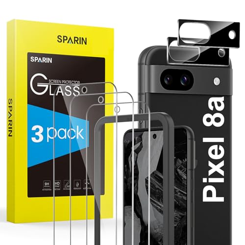 SPARIN 3+2 Stück Schutzfolie für Google Pixel 8a Panzer Schutz Glas mit Kameraschutz und Montage Rahmen, 9H Härte Displayschutzfolie SPARIN 3+2 Stück Schutzfolie für Google Pixel 8a Panzer Schutz Glas mit Kameraschutz und Montage Rahmen, 9H Härte Displayschutzfolie von SPARIN