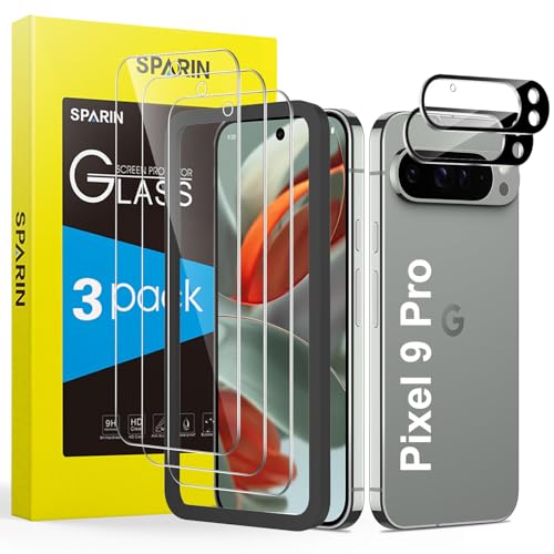SPARIN 3+2 Stück Schutzfolie für Google Pixel 9 Pro Panzer Schutz Glas mit Kameraschutz und Montage Rahmen, 9H Härte Displayschutzfolie SPARIN 3+2 Stück Schutzfolie für Google Pixel 9 Pro Panzer Schutz Glas mit Kameraschutz und Montage Rahmen, 9H Härte Displayschutzfolie von SPARIN