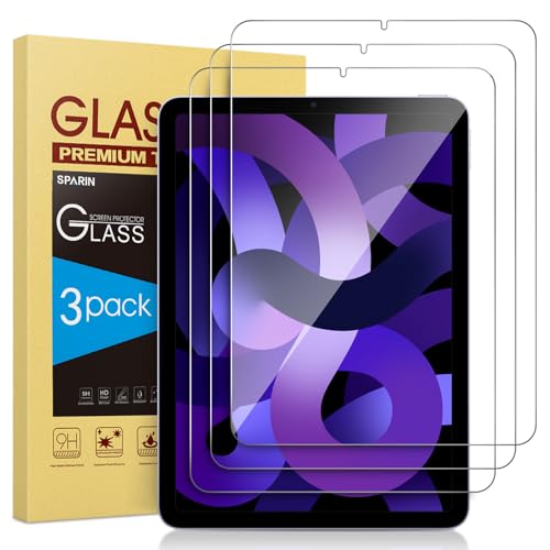 SPARIN 3 Stück Folie für iPad Air 5 und iPad Air 4, 9H Härte Gehärtetes Glas Schutzfolie für iPad Air 5. Generation 2022 / iPad Air 4. Generation 2020, 10,9 Zoll von SPARIN
