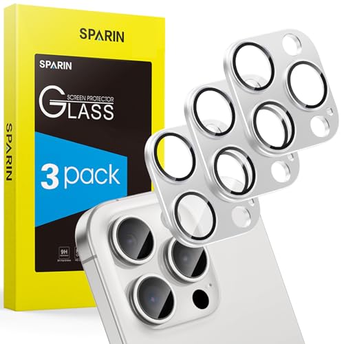 SPARIN 3 Stück Kameraschutz für iPhone 16 pro/iPhone 16 pro max Kamera, Aluminium-legierung Linse Schutzfolie 9H Panzer Schutz Glas, Kamera Schutzfolie, Anti-Kratzer, Titan Weiß von SPARIN
