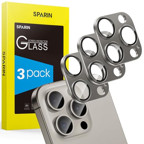 SPARIN 3 Stück Kameraschutz für iPhone 16 pro/iPhone 16 pro max Kamera, Aluminium-legierung Linse Schutzfolie 9H Panzer Schutz Glas, Kamera Schutzfolie, Anti-Kratzer, Titan Natur von SPARIN