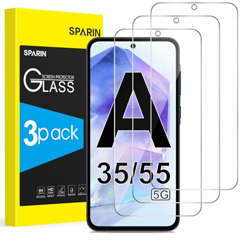 SPARIN 3 Stück Panzer Schutz Glas für Samsung Galaxy A35/A55 5G, HD Displayschutz, 9H Härte Schutzfolie, Frei von Kratzern, Ultrabeständig Folie von SPARIN