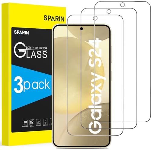 SPARIN 3 Stück Schutzfolie für Samsung Galaxy S24 Panzer Schutz Glas, HD-Klar, Fingerabdruck-ID Kompatibel, 9H Härte, Anti-Kratzen von SPARIN