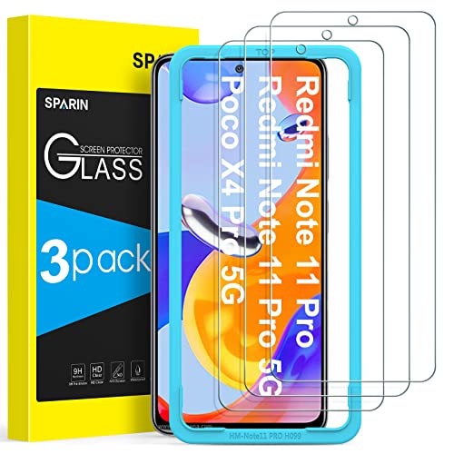 SPARIN 3 Stück Schutzfolie für Xiaomi Redmi note 11 Pro 4G / 5G und POCO X4 Pro 5G(6,67 Zoll), Schutzfolie mit Einfache Montage Rahmen, 9H Härteglas,Anti-Kratzen，Anti-Fingerabdruck von SPARIN