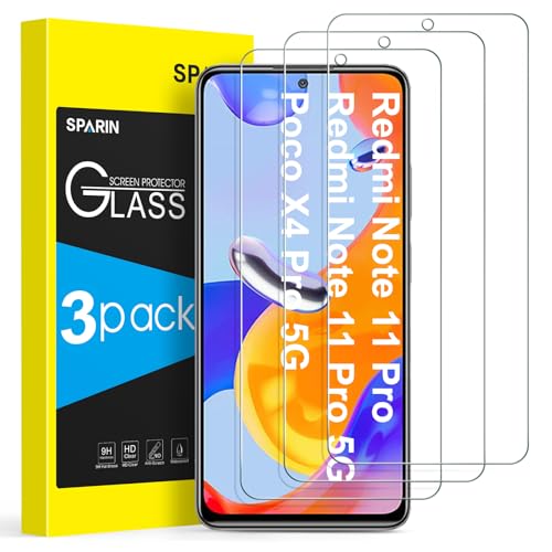 SPARIN 3 Stück Schutzfolie für Xiaomi Redmi note 11 Pro 4G / 5G und POCO X4 Pro 5G(6,67 Zoll), 9h Härte Schutzfolie für Redmi Note 11 Pro, Anti-Kratzen，Anti-Fingerabdruck von SPARIN