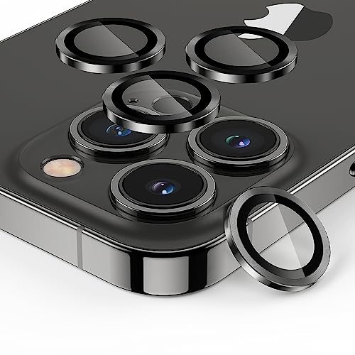 SPARIN 4 Stück Kameraschutz für iPhone 13 Pro und iPhone 13 Pro Max, 9H Härte Gehärtetes Glas Kamera Schutz Protector HD-Klarheit, Schwarz von SPARIN