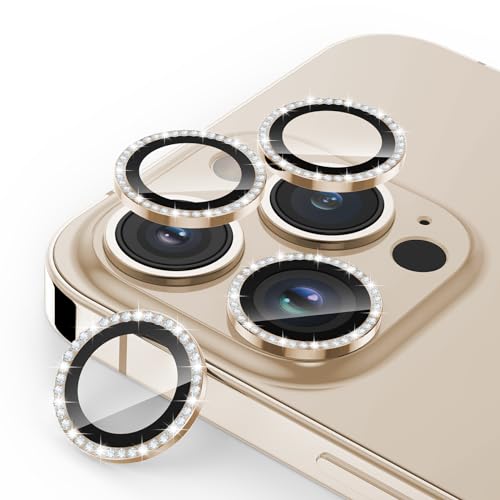 SPARIN 4 Stück für iPhone 14 Pro/iPhone 14 Pro Max Kameraschutz, 9H Härte Glas Kamera Schutz Protector HD-Klarheit, Glitzer Gold von SPARIN