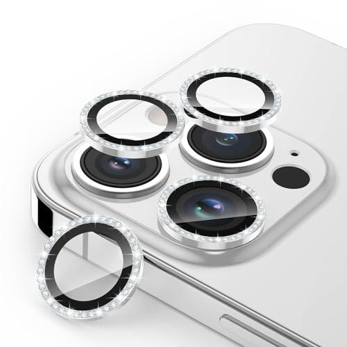 SPARIN 4 Stück für iPhone 14 Pro/iPhone 14 Pro Max Kameraschutz, 9H Härte Glas Kamera Schutz Protector HD-Klarheit, Glitzer Silber von SPARIN