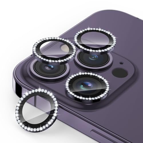 SPARIN 4 Stück für iPhone 14 Pro/iPhone 14 Pro Max Kameraschutz, 9H Härte Glas Kamera Schutz Protector HD-Klarheit, Glitzer Violett von SPARIN