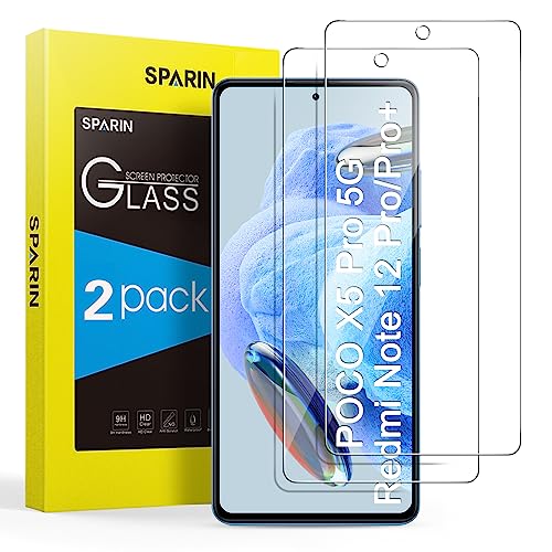 SPARIN Panzer Schutz Glas Schutzfolie für Xiaomi Redmi Note 12 Pro 4G 5G / 12 Pro Plus / 12 Pro+ 5G und POCO X5 Pro 5G, 2 Stück Folie mit Kratzfest von SPARIN