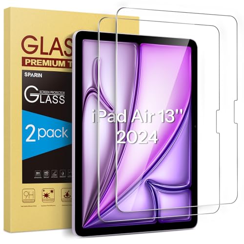 SPARIN Panzer Schutz Glas für 2024 iPad Air 13 Zoll, 2 Stück Schutzfolie für iPad Air 6. Generation (M2), 9H Härte Schutzglas von SPARIN