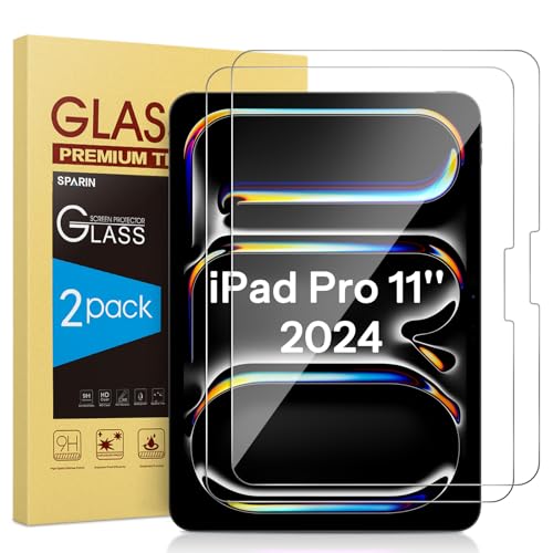 SPARIN Panzer Schutz Glas für iPad Pro 11 2024 Schutzfolie, 2 Stück Folie für iPad Pro 11 Zoll (M4), 9H Härte Schutzglas von SPARIN