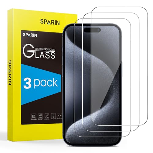 SPARIN Panzer Schutz Glas für iPhone 15 Pro Max /15 Plus (6.1 Zoll), 3 Stück HD Schutzfolie,9H-Härte,Anti-Kratzen, Anti-Öl, Anti-Bläschen von SPARIN