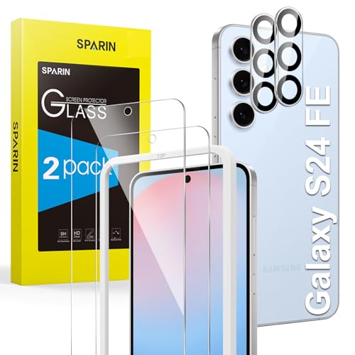 SPARIN für Samsung Galaxy S24 FE Panzer Schutz Glas, mit Positionierhilfe, HD-klar Schutzglas und Kameraschutz für Samsung S24 FE, 6,7 Zoll, Anti-Kratz & Blasen von SPARIN