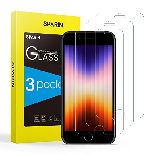 SPARIN Schutzfolie Kompatibel mit iPhone SE 2022/2020 Panzer Schutz Glas, 3 Stück Schutzglas für iPhone 8/7, 9H Härte von SPARIN