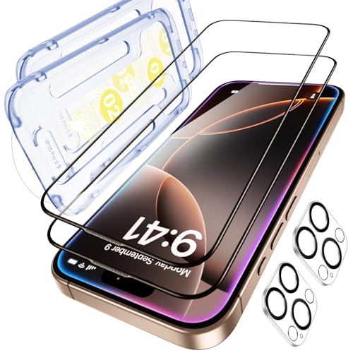SPARIN für iPhone 16 Pro Max Panzer Schutz Glas, Full Screen, Auto-Installation, 2+2 Stück, mit Kameraschutz, 3D-Volle Abdeckung Schutzfolie, Blasenfrei, Staubfrei, HD-Klar von SPARIN
