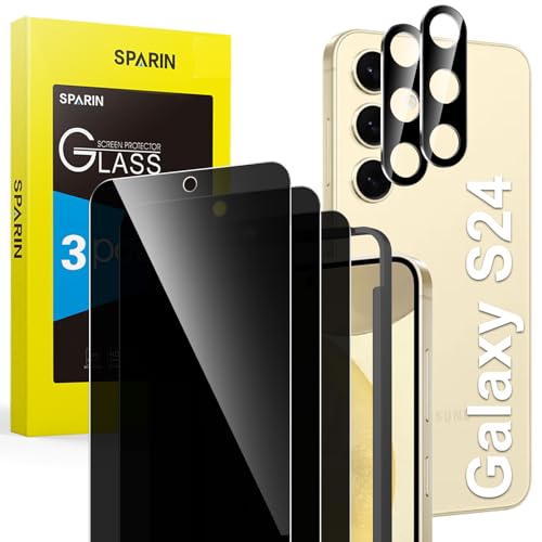 SPARIN für Samsung Galaxy S24 Panzer Schutz Glas Sichtschutz, 3 Stück Schutzfolie und 2 Stück Kameraschutz, mit Rahmen Positionierhilfe, Fingerabdruck-ID Unterstützen, 3+2 Stück, 9H Härte SPARIN für Samsung Galaxy S24 Panzer Schutz Glas Sichtschutz, 3 Stück Schutzfolie und 2 Stück Kameraschutz, mit Rahmen Positionierhilfe, Fingerabdruck-ID Unterstützen, 3+2 Stück, 9H Härte von SPARIN