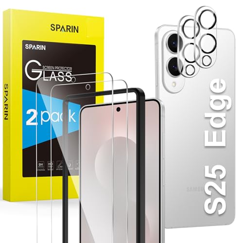 SPARIN für Samsung Galaxy S25 Edge Panzer Schutz Glas, Schutzfolie und Kameraschutz, mit Positionierhilfe, Fingerabdruck-ID Unterstützen, HD-Klar, Ultrabeständig, 6,7 Zoll, 3+2 Stück SPARIN für Samsung Galaxy S25 Edge Panzer Schutz Glas, Schutzfolie und Kameraschutz, mit Positionierhilfe, Fingerabdruck-ID Unterstützen, HD-Klar, Ultrabeständig, 6,7 Zoll, 3+2 Stück von SPARIN