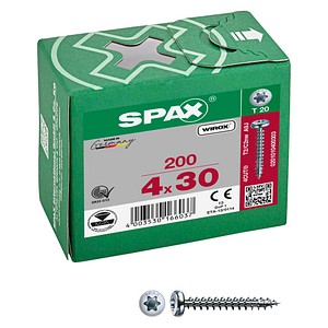 SPAX® Universalschrauben T20 Halbrundkopf WIROX 0201010400303 4 mm x 30 mm, 200 St. von SPAX®