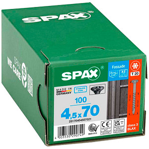 SPAX® Fassadenschrauben T20 Linsenkopf BLAX A2 25170404507021 4,5 mm x 70 mm, 100 St. von SPAX®