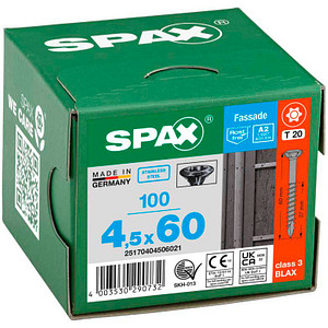 SPAX® Fassadenschrauben T20 Linsenkopf BLAX A2 25170404506021 4,5 mm x 60 mm, 100 St. von SPAX®
