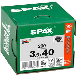 SPAX® Universalschrauben T20 Senkkopf BLAX 1191040350403 3,5 mm x 40 mm, 200 St. von SPAX®