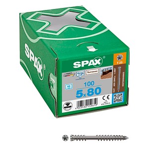 SPAX® Terrassenschrauben T25 Zylinderkopf Edelstahl A2 0537000500803 5 mm x 80 mm, 100 St. von SPAX®