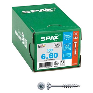 SPAX® Universalschrauben T30 Senkkopf Edelstahl A2 0197000600803 6 mm x 80 mm, 100 St. von SPAX®