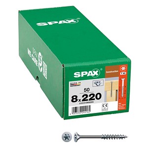 SPAX® Holzbauschrauben T40 Senkkopf WIROX 0191010802205 8 mm x 220 mm, 50 St. von SPAX®