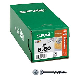 SPAX® Holzbauschrauben T40 Tellerkopf WIROX 0251010800805 8 mm x 80 mm, 50 St. von SPAX®