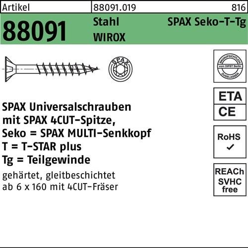 100 Stk. Spax Schraube R 88091 SEKO/T-STAR TG 6x 280/68-T30 Stahl WIROX 100 100 Stk. Spax Schraube R 88091 SEKO/T-STAR TG 6x 280/68-T30 Stahl WIROX 100 von SPAX International GmbH & Co. KG