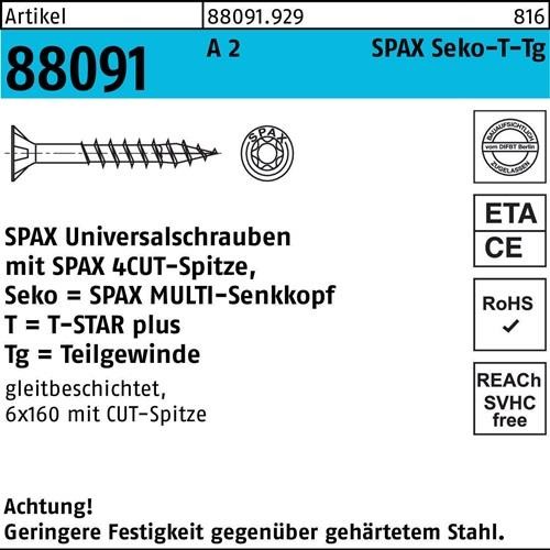 100 Stk. Spax Schraube R 88091 SEKO T-STAR TG 6x120/68-T30 A 2 100 Stück 100 Stk. Spax Schraube R 88091 SEKO T-STAR TG 6x120/68-T30 A 2 100 Stück von SPAX International GmbH & Co. KG