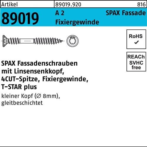 200 Stk. Spax Fassadenschraube R 89019 Liko T-STAR 4,5x 50/21-T A 2 Fixiergew. 200 Stk. Spax Fassadenschraube R 89019 Liko T-STAR 4,5x 50/21-T A 2 Fixiergew. von SPAX International GmbH & Co. KG