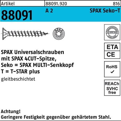 200 Stk. Spax Schraube R 88091 SEKO T-STAR 3x 25/21-T10 A 2 200 Stück 200 Stk. Spax Schraube R 88091 SEKO T-STAR 3x 25/21-T10 A 2 200 Stück von SPAX International GmbH & Co. KG