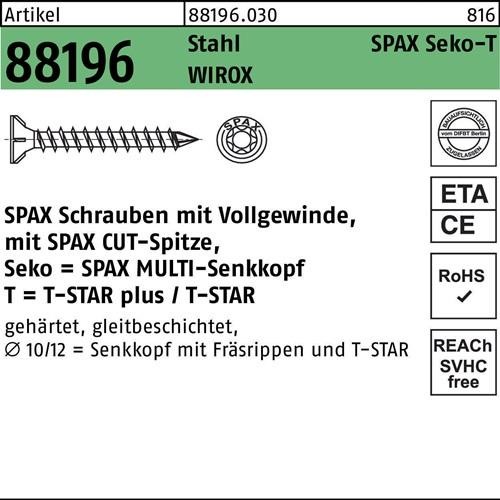50 Stk. Spax Schraube R 88196 Seko Spitze/T-STAR VG 10x280-T50 Sta galv.verz. 50 Stk. Spax Schraube R 88196 Seko Spitze/T-STAR VG 10x280-T50 Sta galv.verz. von SPAX International GmbH & Co. KG
