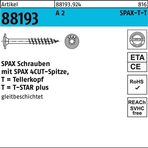 50 Stk. Spax Tellerkopfschraube R 88193 Spitze/T-STAR TG 8x 50/46-T40 A 2 50 50 Stk. Spax Tellerkopfschraube R 88193 Spitze/T-STAR TG 8x 50/46-T40 A 2 50 von SPAX International GmbH & Co. KG