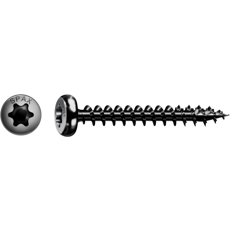 SPAX Universalschraube BLAX Vollgewinde Halbrundkopf T-STAR plus schwarz verzinkt 4 x 20 mm - 200 Stück von SPAX International GmbH & Co. KG