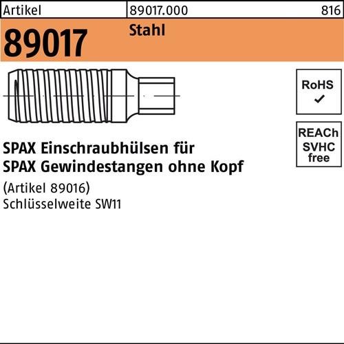 Spax Einschraubhülse R 89017 f.Gewindestangen Stahl 1 Stück 890170000000000 Spax Einschraubhülse R 89017 f.Gewindestangen Stahl 1 Stück 890170000000000 von SPAX International GmbH & Co. KG