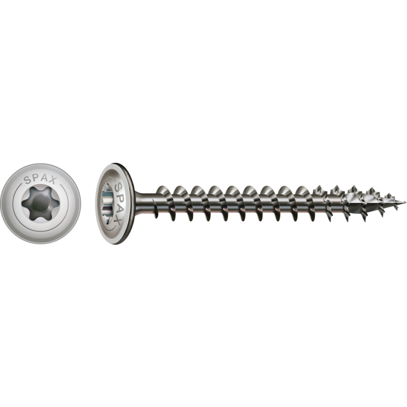 SPAX HI.FORCE Holzbauschraube Edelstahl A2 Vollgewinde Tellerkopf T-STAR plus 4CUT-Spitze 6 x 80mm - 100 Stück von SPAX International GmbH & Co. KG