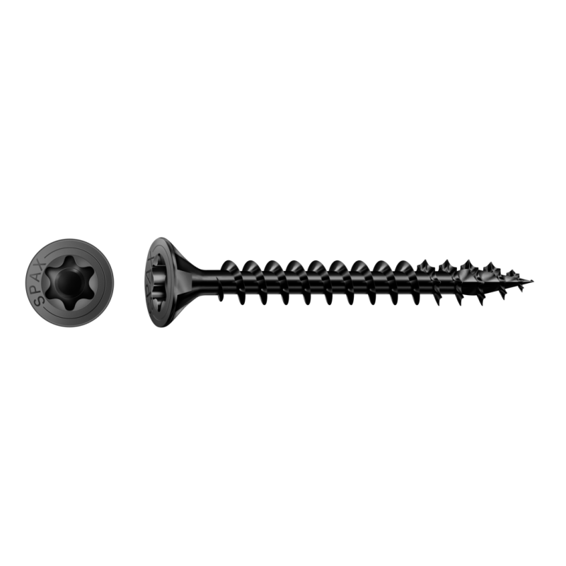 SPAX Universalschraube BLAX Vollgewinde Senkkopf T-STAR plus schwarz verzinkt 4,5 x 40 mm - 200 Stück von SPAX International GmbH & Co. KG