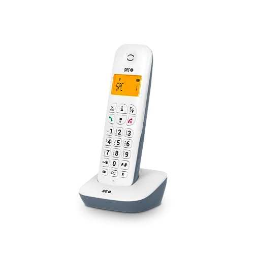 SPC Air – Schnurloses Festnetztelefon mit beleuchtetem Display, Anrufer-ID, Telefonbuch mit 20 Kontakten, Stummschaltfunktion, 5 verfügbare Melodien, Gap-Kompatibilität und ECO-Modus - Weiß von SPC