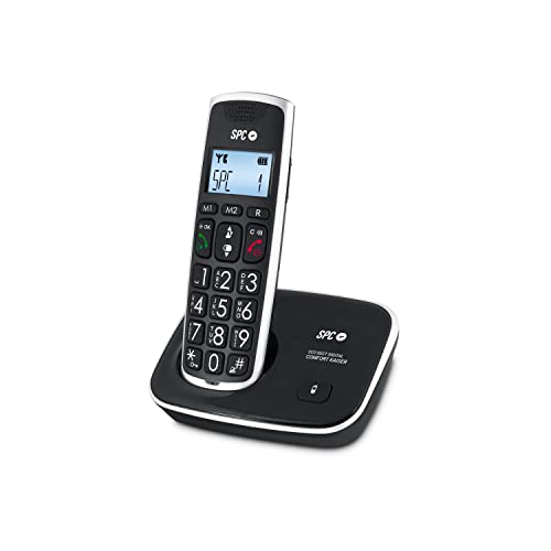 SPC Comfort Kaiser – Schnurloses Festnetztelefon für Senioren mit Tasten und Ziffern in XL–Größe, verstärktem Ton, 2 Direktspeichern, Telefonbuch und Freisprecheinrichtung von SPC
